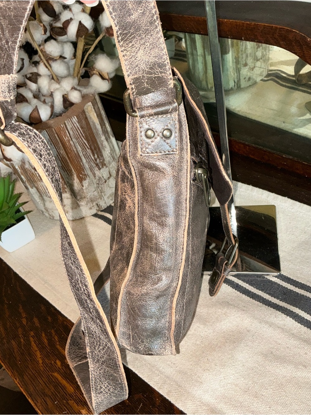 Bed Stu Leather Venice Beach Crossbody Bag Brown Lux Retail $240 - Picture 5 of 11